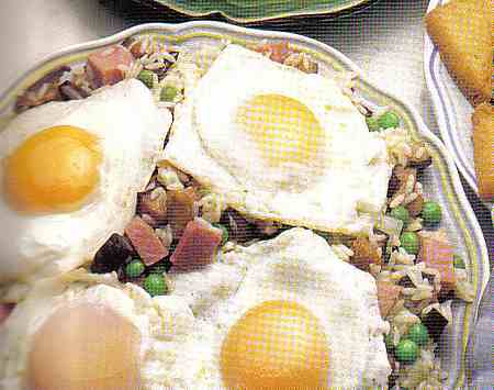 eggs with aubergines and ham picture