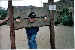The village of Bazoges en Pareds the stocks