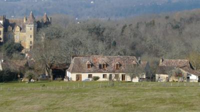 The property with the Chateau of lanquais behind