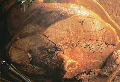 Leg of lamb with garlic stuffing picture
