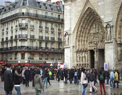 Outside the Notre Dame Paris