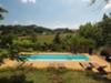 The 10 x 3m heated swimming pool with views of the surrounding countryside