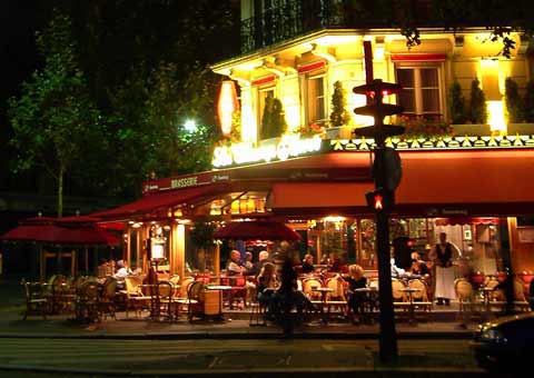 Paris cafe at night